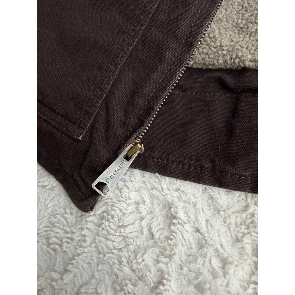 Carhartt Sandstone Mock Neck Sherpa Lined Vest Dark Brown WV001 Vintage Y2K L - Picture 8 of 15